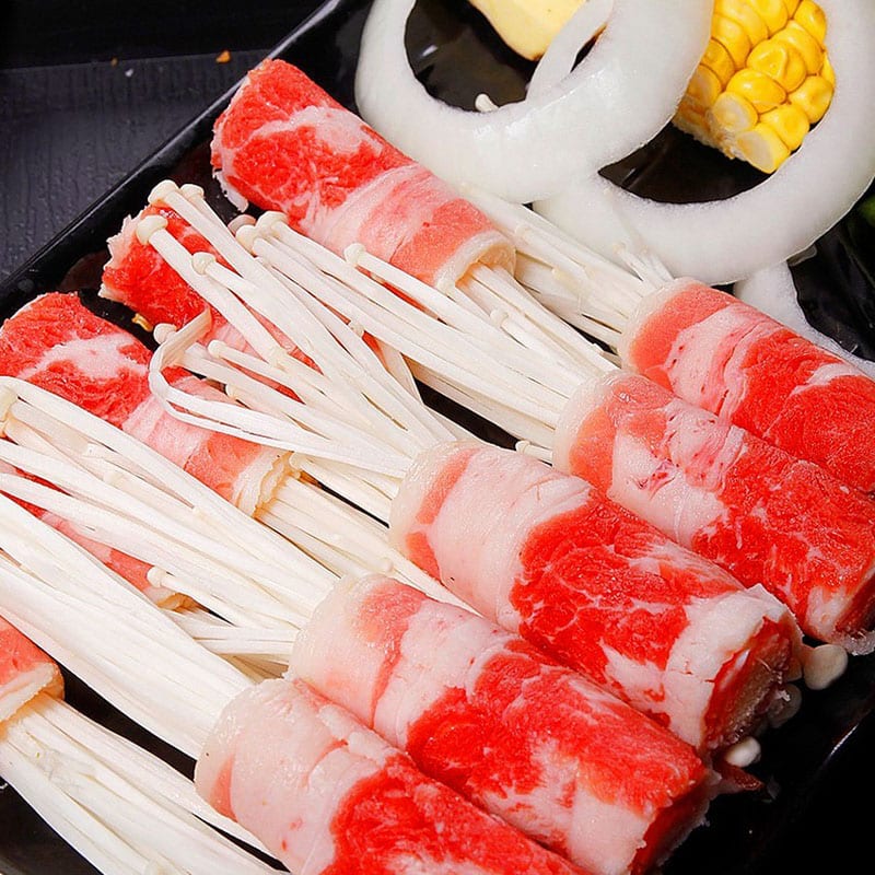 Ba Chỉ Bò Canada Cuộn Nấm Kim Châm